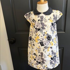 Janie and Jack Yellow A-line Dress with Flutter Sleeves and Peter Pan Collar